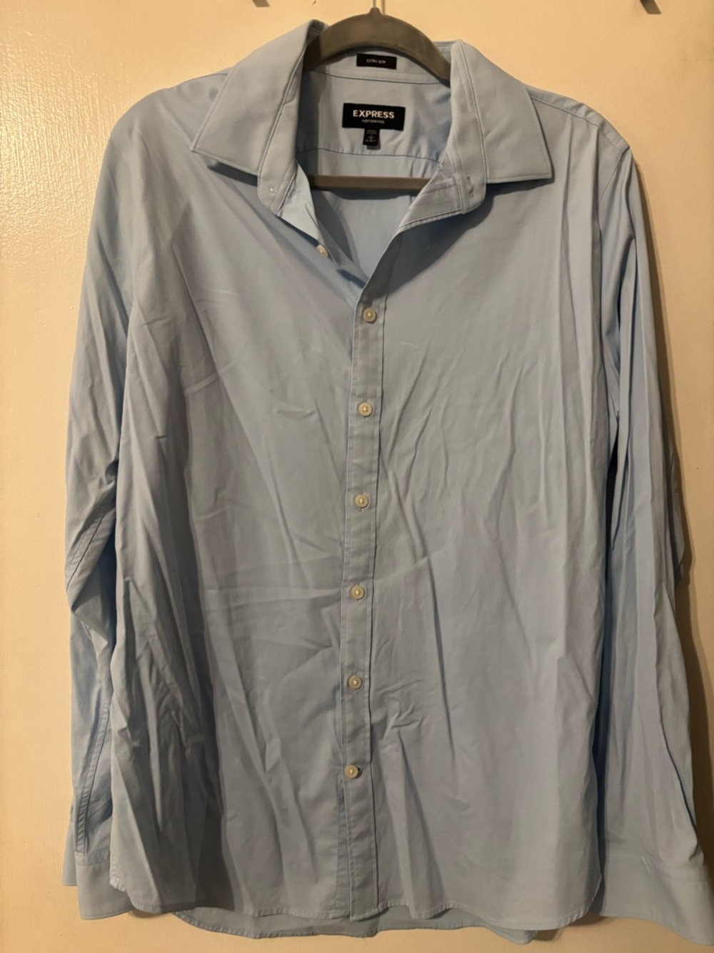 Express Men’s Light Blue Button-Front Dress Shirt